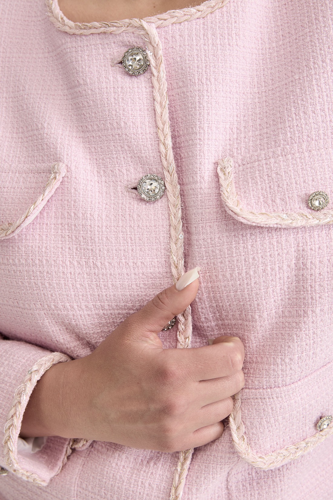 Жакет из твида, розовый