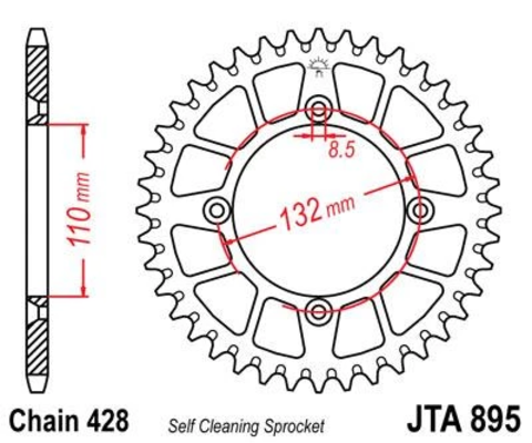 Звезда ведомая алюминиевая JTA895 47ORG