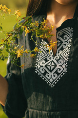 Яночка. Платье льняное с геометрическим орнаментом PL 42-23-06