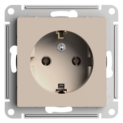 Розетка с заземлением, 16А. Цвет Песочный. Schneider Electric AtlasDesign. ATN001243