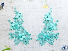 Нашивной элемент со стразами, мятный, р. 12х19 см