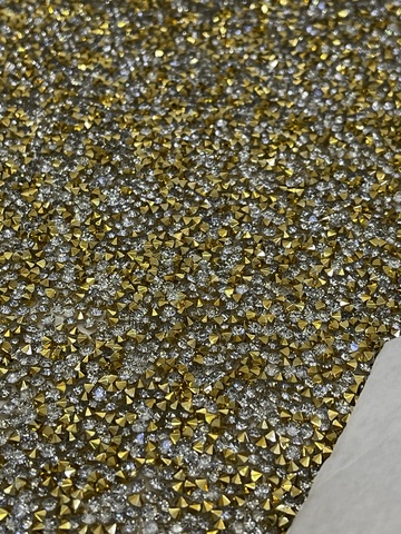Кристальная ткань, золото, crystal - 4*4 см.