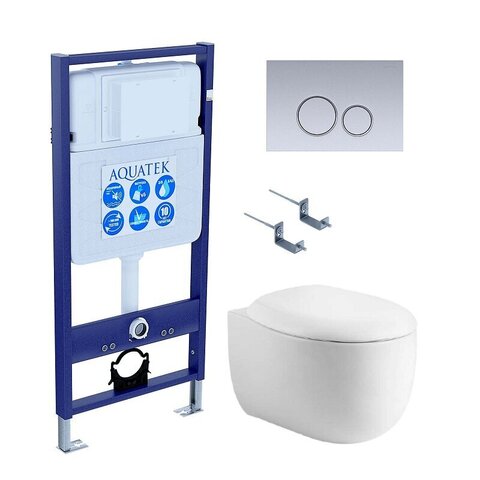Aquatek SET Aquatek АЛЬТАИР cm-019 4в1 SET Aquatek АЛЬТАИР-019 4в1 (рама Aquatek Standard INS-0000012+крепеж KKI-0000002+клавиша KDI-0000019+унитаз АЛЬТАИР AQ1980-00 с тонким сиденьем soft-