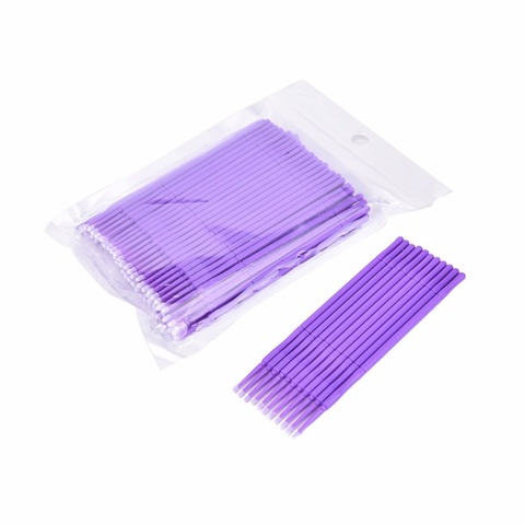 Щеточки для коррекции ресниц Микробраши фиолетовые в пакете 100 шт.