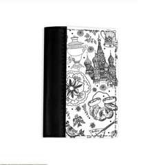 Обложка на паспорт комбинированная "Москва" черная, белая вставка