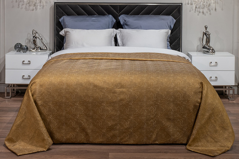 Покрывало 260х260 Garda Decor Gloss горчичное