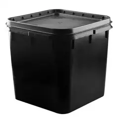 Ведро квадратное 23л, черное с крышкой