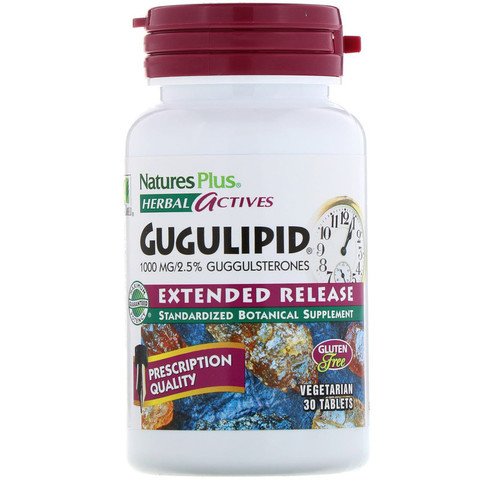 Nature's Plus, Herbal Actives, Gugulipid, Extended Release, 1,000 mg, 30 Vegetarian Tablets