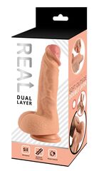 Телесный реалистичный фаллоимитатор Real Dual Layer - 20 см. - 