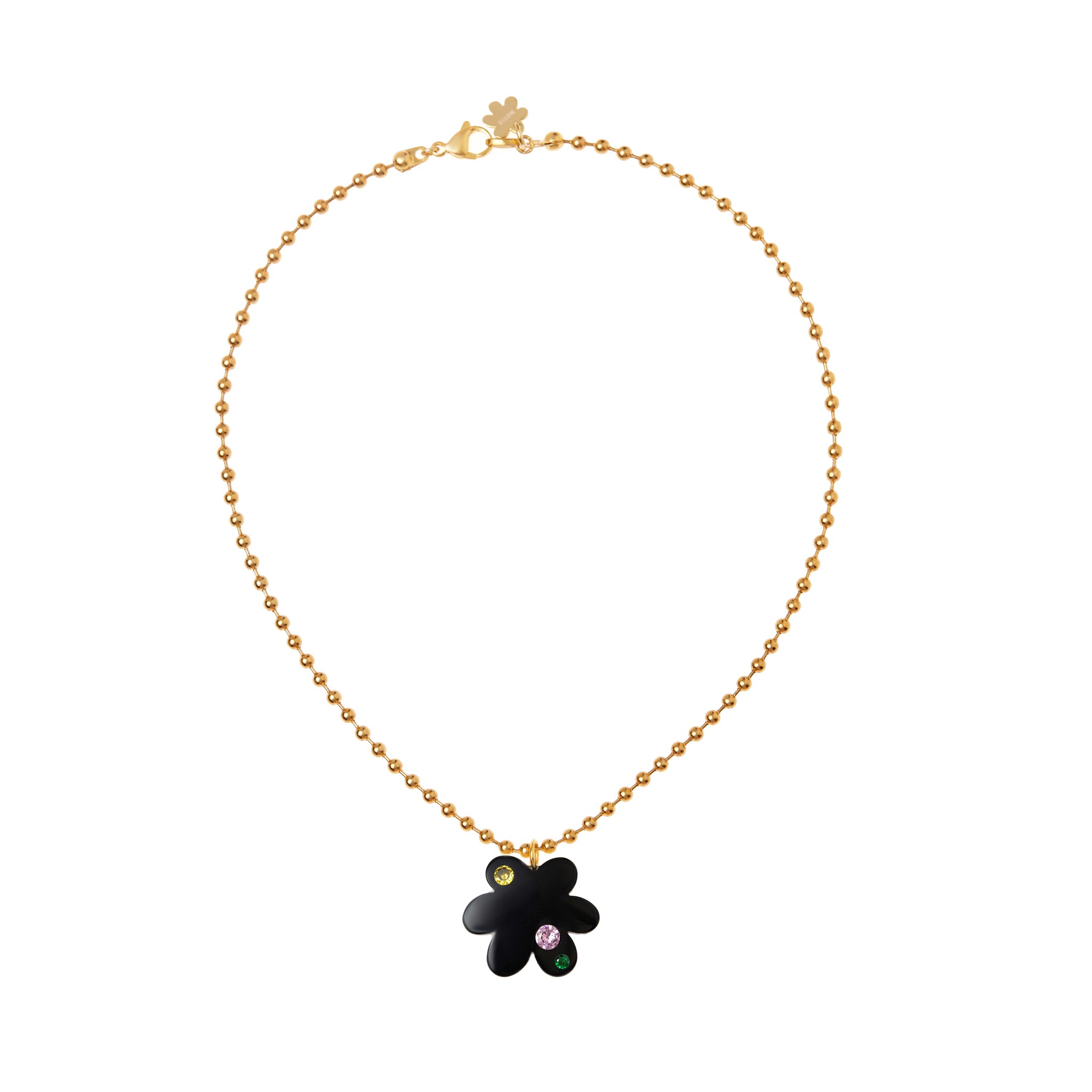 NOTTE Колье Superbloom Necklace – Black Agate 1pcs natural agate slice plating gold pendants stones quartz agate necklace pendant women jewelry