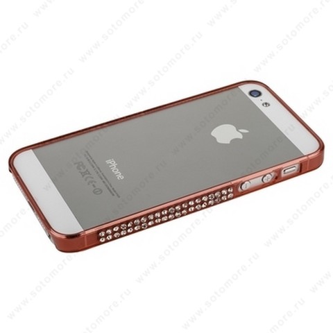 Бампер пластиковый для iPhone SE/ 5s/ 5C/ 5 со стразами красный