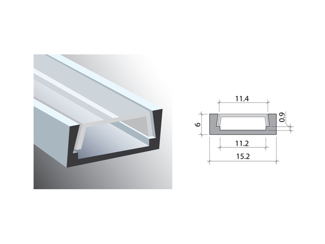 Врезной профиль для светодиодной ленты с рассеивателем