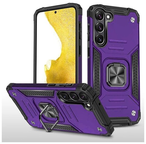 Противоударный чехол Strong Armour Case с кольцом для Samsung Galaxy S23 Plus (Фиолетовый)