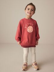 Толстовка и легинсы в комплекте для девочки Next 386-174, Кирпичный, Молочный