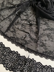 Сетка эластичная черная цветы