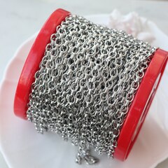 Цепочка 8*7 мм, родий, 50 см, А165