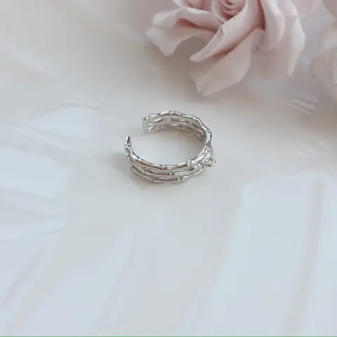 Кольцо с петелькой Бамбук, родий, Д065