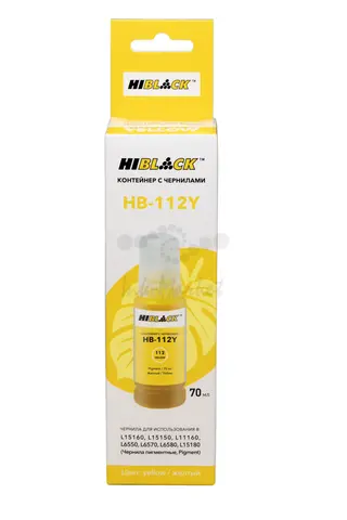 Контейнер с чернилами Hi-Black (HB-112) для Epson L6550/6570, Y, pigm, 70ml