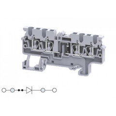 Четырехрядная клемма, пружинные зажимы проводника до 2.5 мм.кв. 1A/1000V с диодной схемой - конфигурация D1