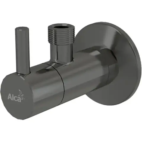 Alcaplast ARV001-GM-P Угловой вентиль с фильтром 1/2" 3/8", круглый, GUN METAL-глянец