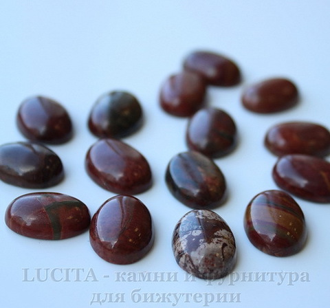 Кабошон овальный Яшма Пикассо бордовая, 18х13х6 мм №1