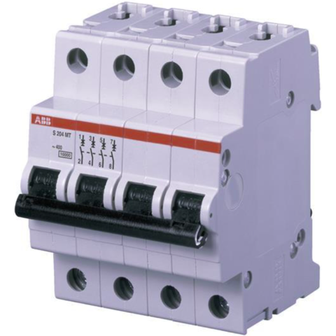 Автоматический выключатель 4-полюсный 6 А, тип B, 10 кА S204MT-B6. ABB. 2CDS274006R0065