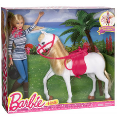 Барби и Рыже-Белая Лошадь с Розовым Седлом - ПОВРЕЖДЕНИЕ УПАКОВКИ!