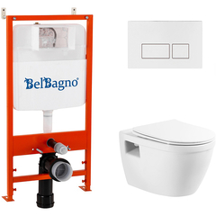 BelBagno BB070CHR/SC/BB026/BB042BL Комплект 3 в 1 Унитаз подвесной с сиденьем BelBagno LOTO  BB070CHR/SC + Комплект 2 в 1 Система инсталляции для унитазов BelBagno BB026/BB042BL фото