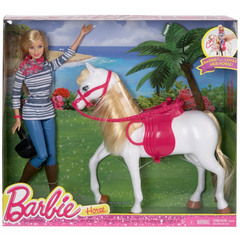 Барби и Рыже-Белая Лошадь с Розовым Седлом - ПОВРЕЖДЕНИЕ УПАКОВКИ!