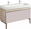 Шкафчик для раковины Geberit Citterio, с одним выдвижным ящиком: B=118.4см, H=55.4см, T=50.4см, бежевый / глянцевое стекло, светлый дуб / меламин, структура дерева