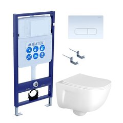 Комплект унитаза с инсталляцией Aquatek Set Aquatek Дива 4в1 с сиденьем Микролифт и клавишей смыва Хром глянцевый фото