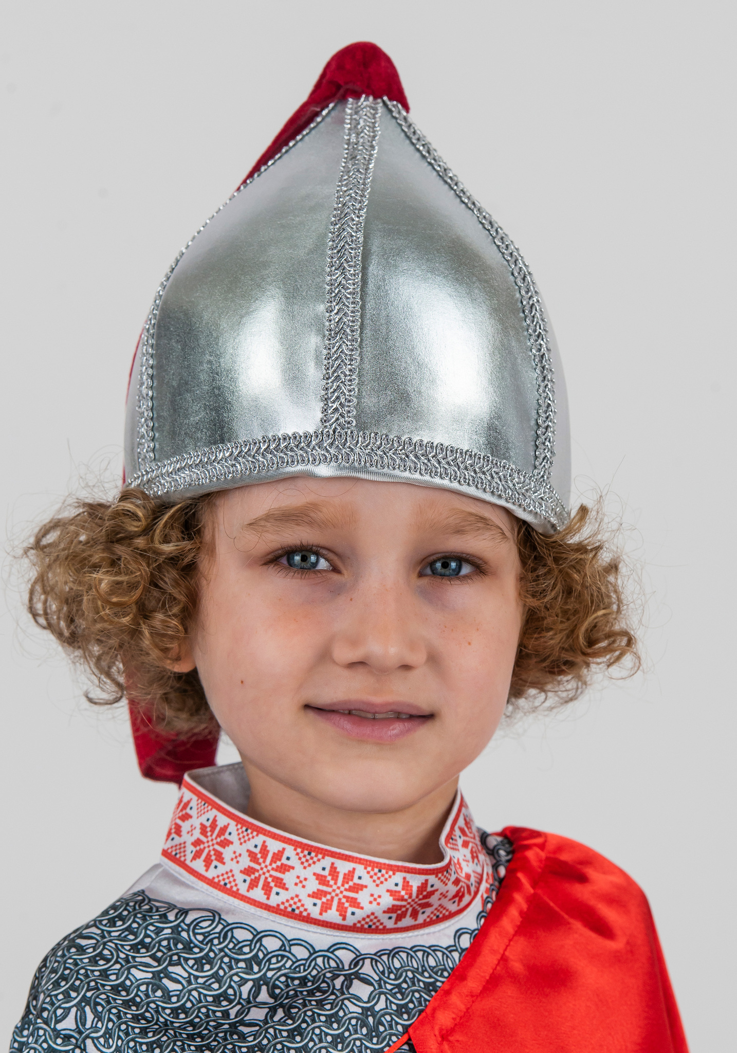 Детский шлем богатыря с золотистой полумаской | купить в steklorez69.ru