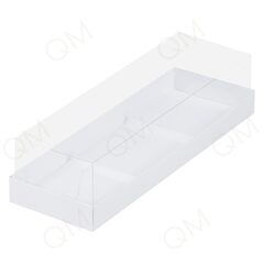 Коробка под муссовые пирожные с пластиковой крышкой 290*95*80 мм (3) (белая), 50шт