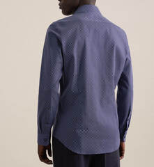 Сорочка Seidensticker Shaped Fit 01.845315-18 тёмно-синяя в горошек, удлиненный рукав