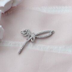 Подвеска Цветок розы с фианитами 42*16 мм, родий, П959