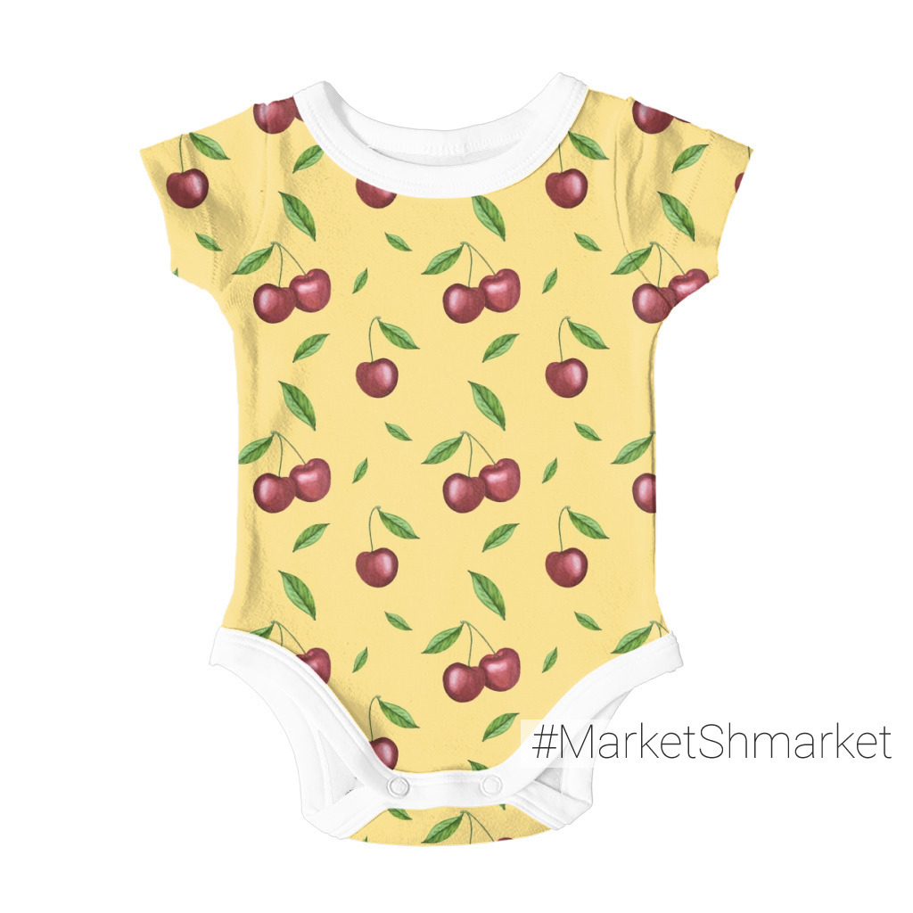 Ткани Вишня-черешня на желтом - закажи на #MarketShmarket.com любая ...
