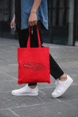 Мужская сумка-шоппер с принтом Астон Мартин (Aston Martin) красная 003