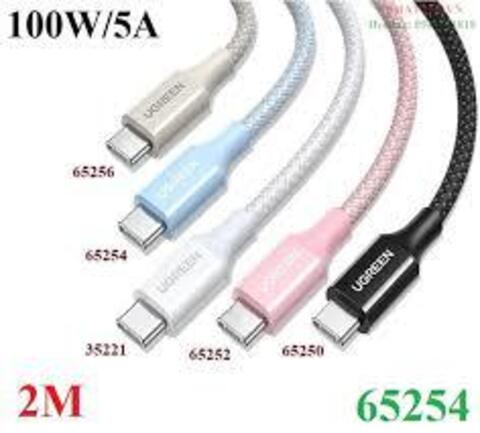 Кабель  UGREEN L502 (65254) USB-C to USB-C PD Fast Charging Braided Cable 5A Max, 2м, голубой