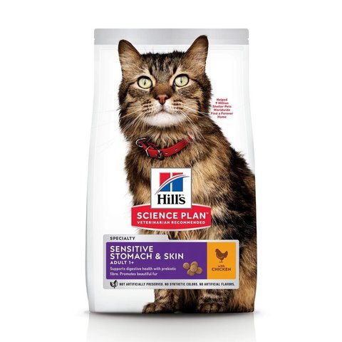 Сухой корм Hill's Science Plan Sensitive Stomach & Skin для кошек с чувствительным пищеварением и кожей, с курицей