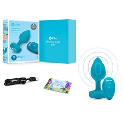 Бирюзовая анальная вибровтулка с кристаллом Vibrating Jewel Plug S/M