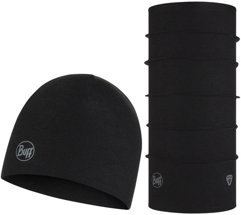 Премиальный подарочный набор Шапка + Баф BUFF® Thermonet Hat Solid black