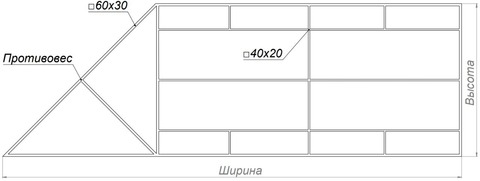 Каркас откатных ворот под заполнение 4500х2000 ЭКО