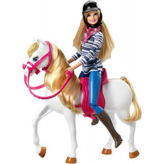 Барби и Рыже-Белая Лошадь с Розовым Седлом - ПОВРЕЖДЕНИЕ УПАКОВКИ!