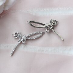 Подвеска Цветок розы с фианитами 42*16 мм, родий, П959