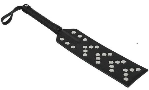 Черная шлепалка с серебристыми клепками - 34 см. - Sitabella BDSM accessories 3041-1