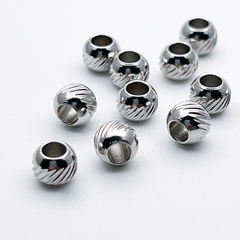 Бусина Шар с насечками, сталь, размер 6*5 мм, отверстие 3,5 мм, цена за 1 шт