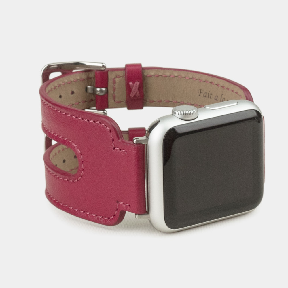 Ремешок для Apple Watch 40/41mm ST Double Buckle из натуральной кожи теленка, цвета малины