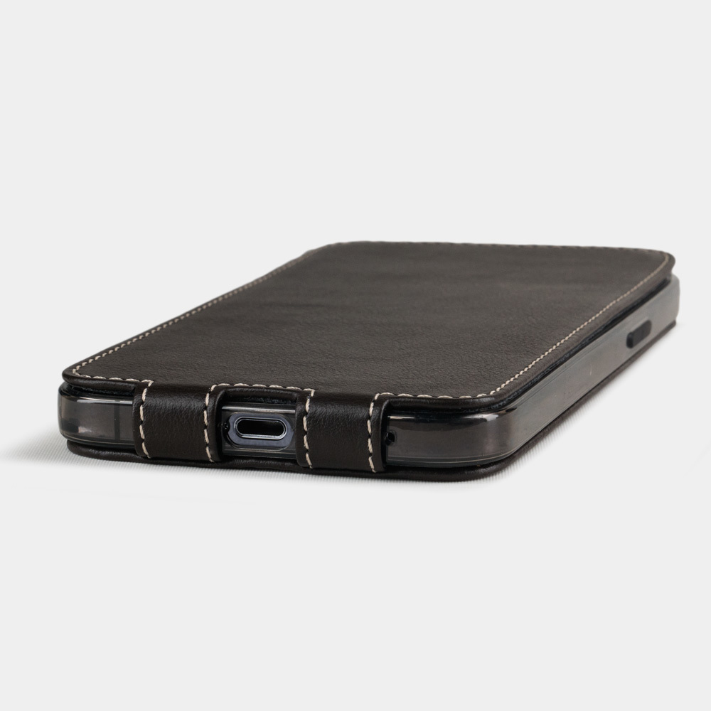 Чехол для iPhone 12 Pro Max из натуральной кожи теленка, темно-коричневого цвета