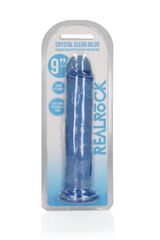 Синий фаллоимитатор Crystal Clear на присоске - 25 см. - 