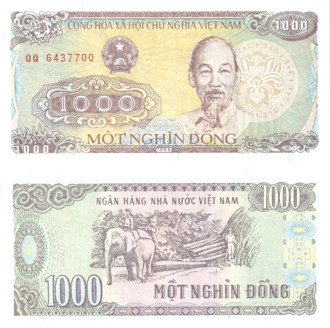 Банкнота Вьетнам 1000 донгов 1988 год QQ 6437700. UNC